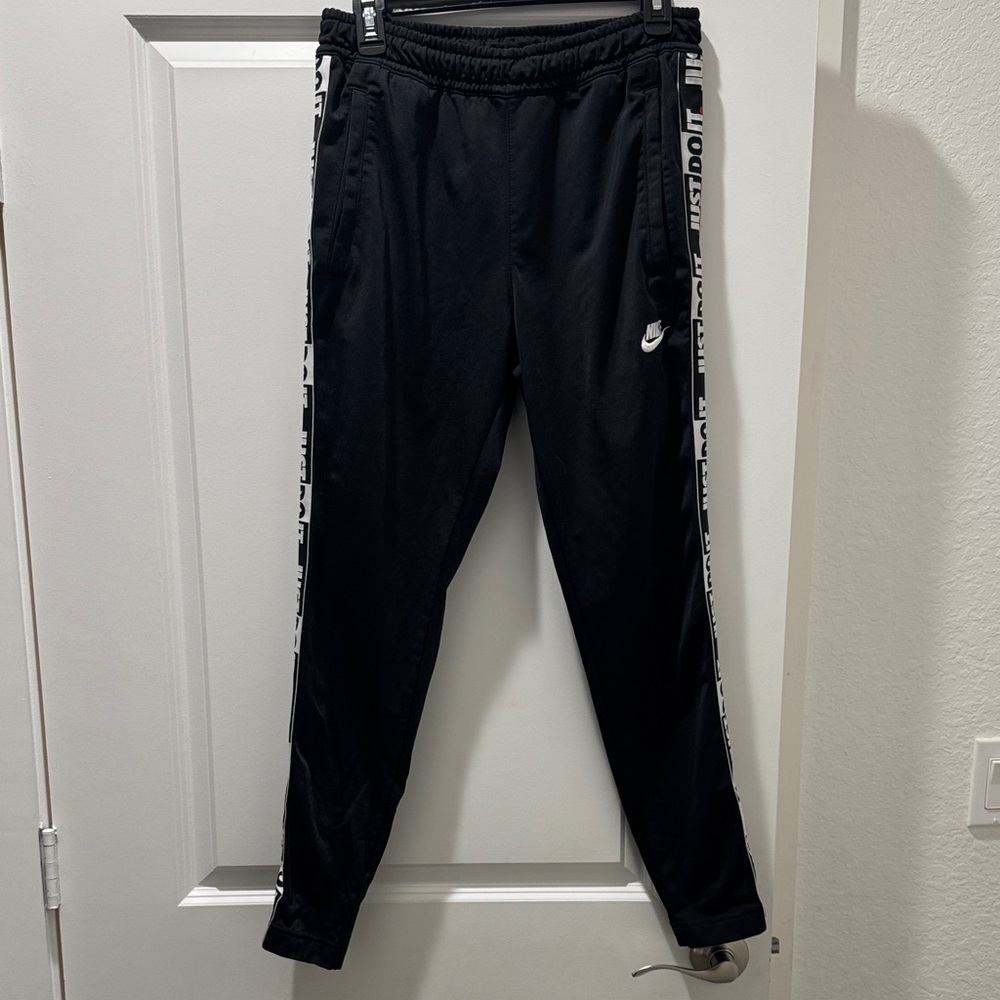 Nike Black Jogger Pants with Logo Stripes